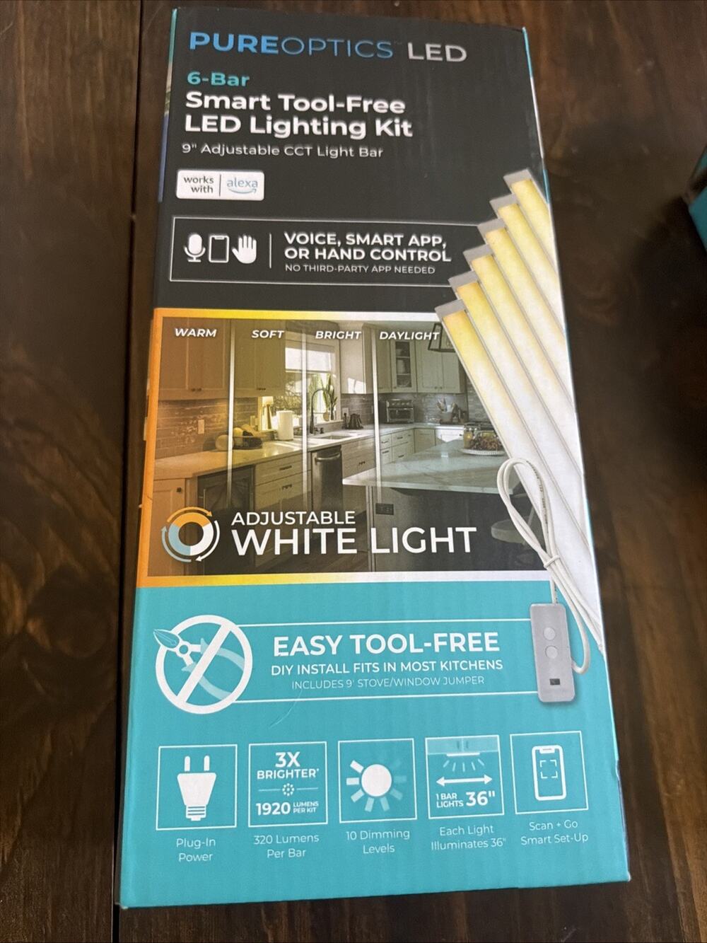 PureOptics LED Works with Alexa Smart Under 9" 6-Bar, Adjustable Color